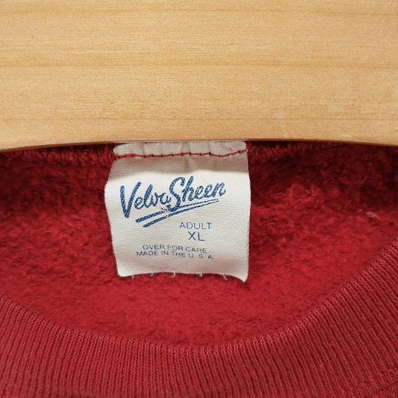 Velva Sheen Mens Embroidered Mickey Mouse Pullover Sweatshirt Red XL Vintage USA - Picture 8 of 12